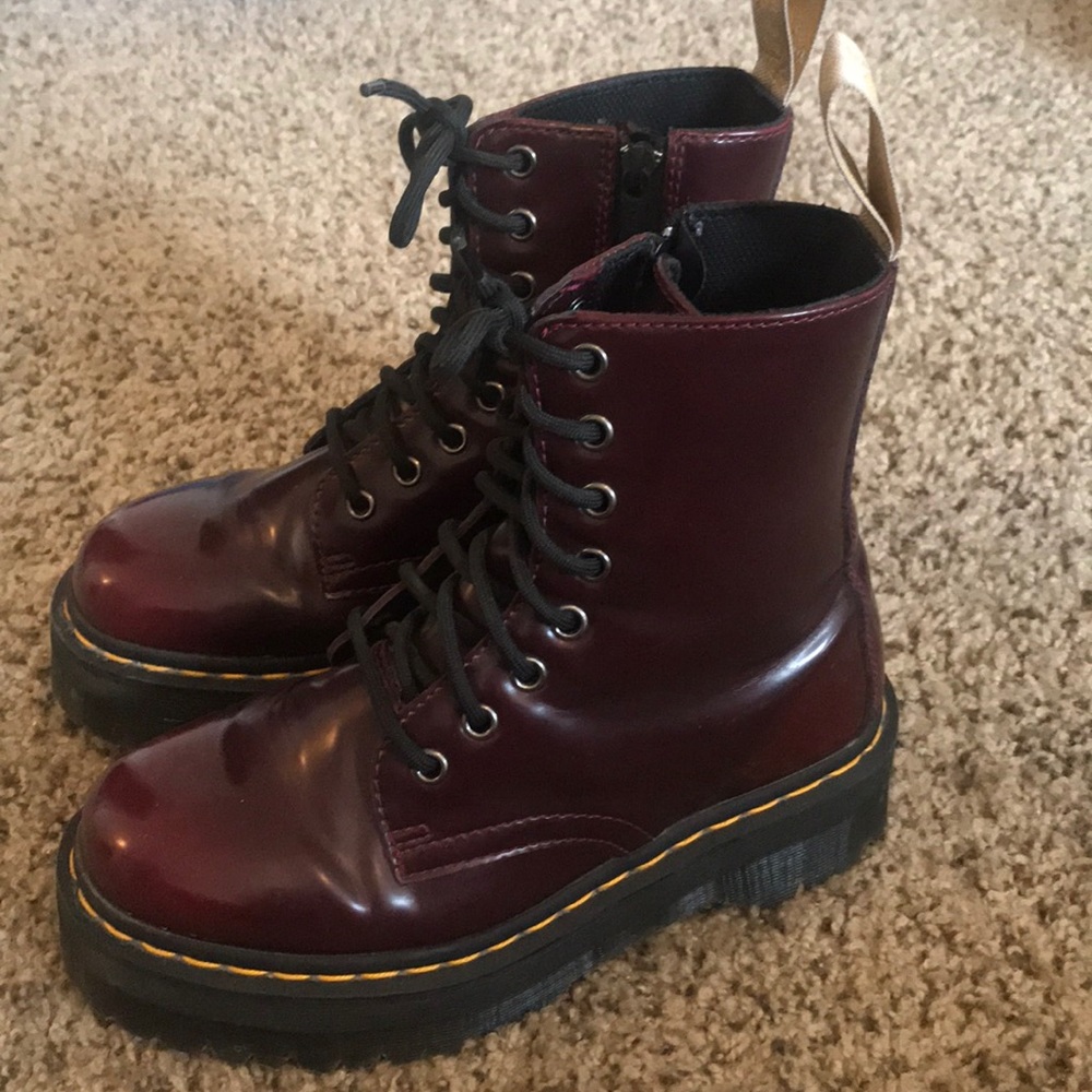 Vegan Jadon II Platform Boots in Cherry Red